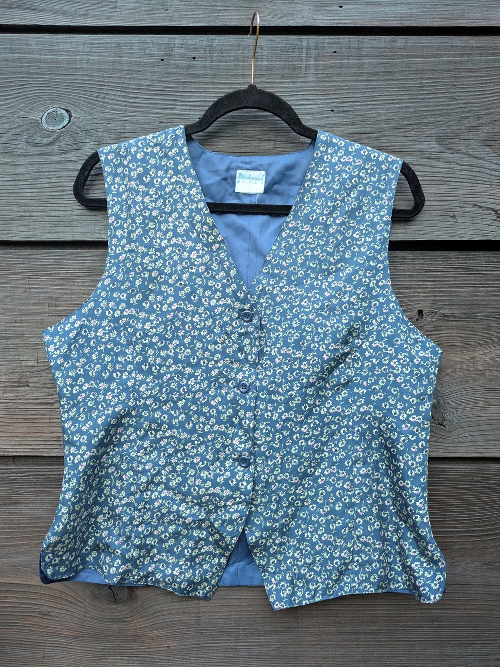 Blue Floral V-Neck Button-Front Women's Vest by Pendleton